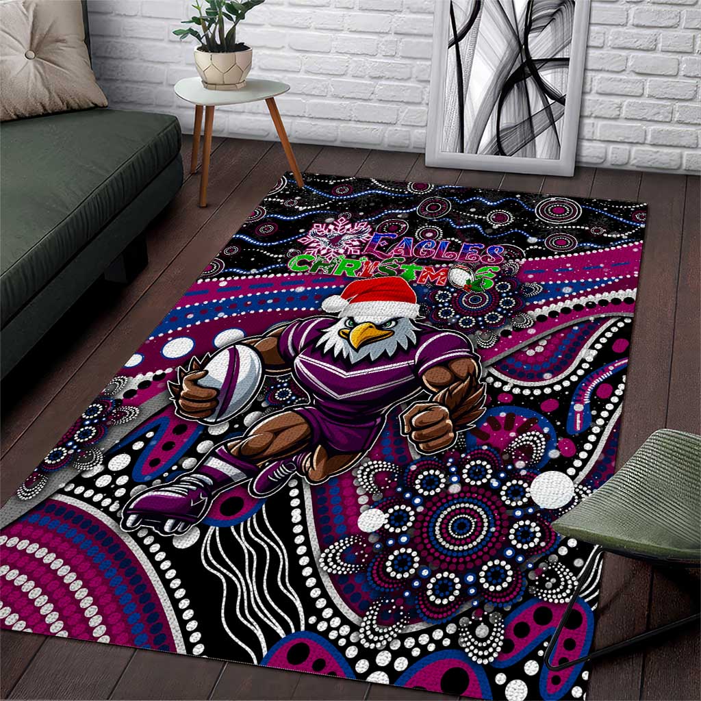 Merry Christmas Manly Warringah Sea Eagles Area Rug Aboriginal Santa Rugby Mascot - Silvertails - Vibe Hoodie Shop