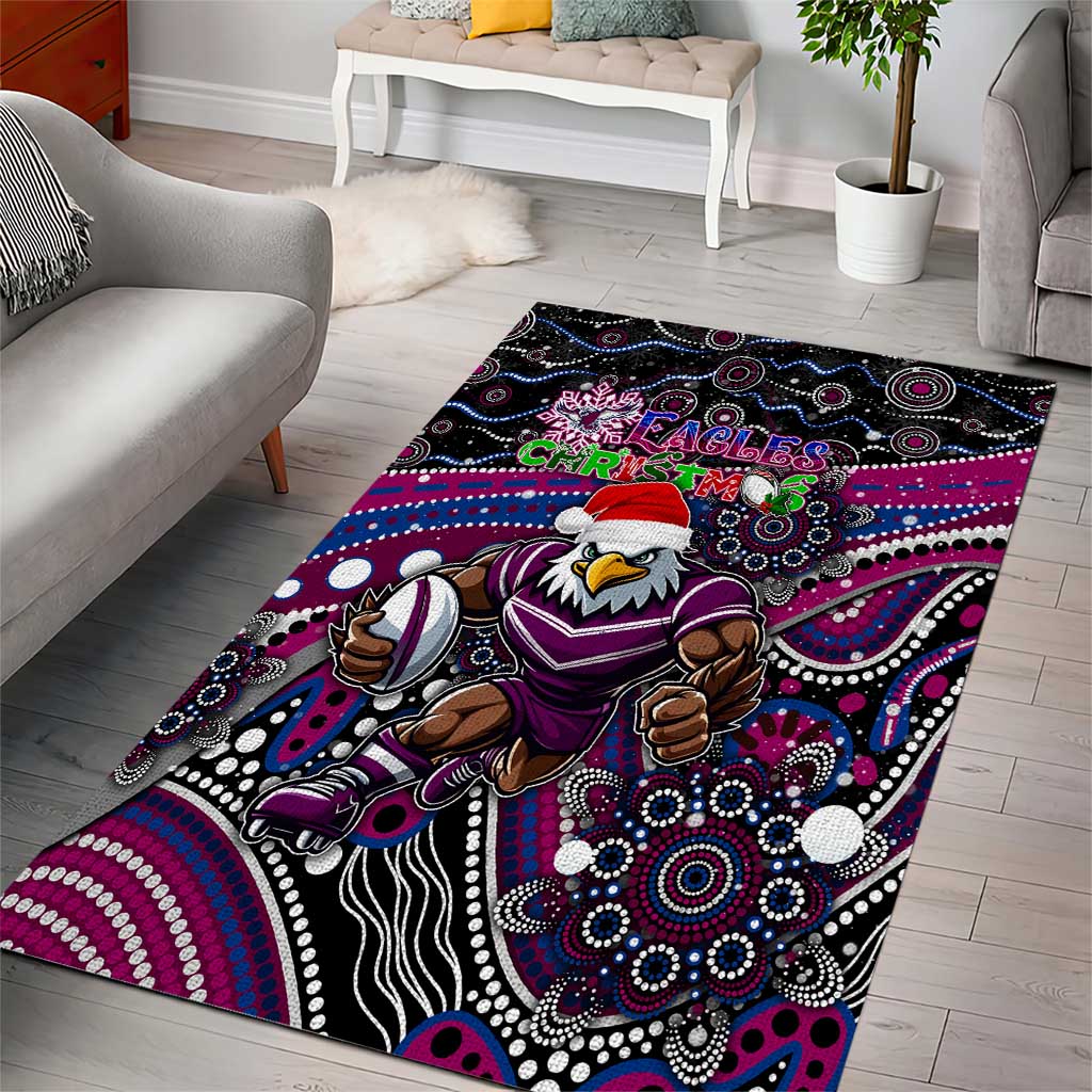 Merry Christmas Manly Warringah Sea Eagles Area Rug Aboriginal Santa Rugby Mascot - Silvertails - Vibe Hoodie Shop