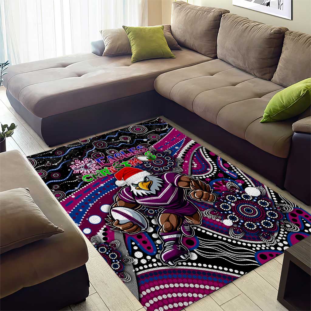 Merry Christmas Manly Warringah Sea Eagles Area Rug Aboriginal Santa Rugby Mascot - Silvertails - Vibe Hoodie Shop