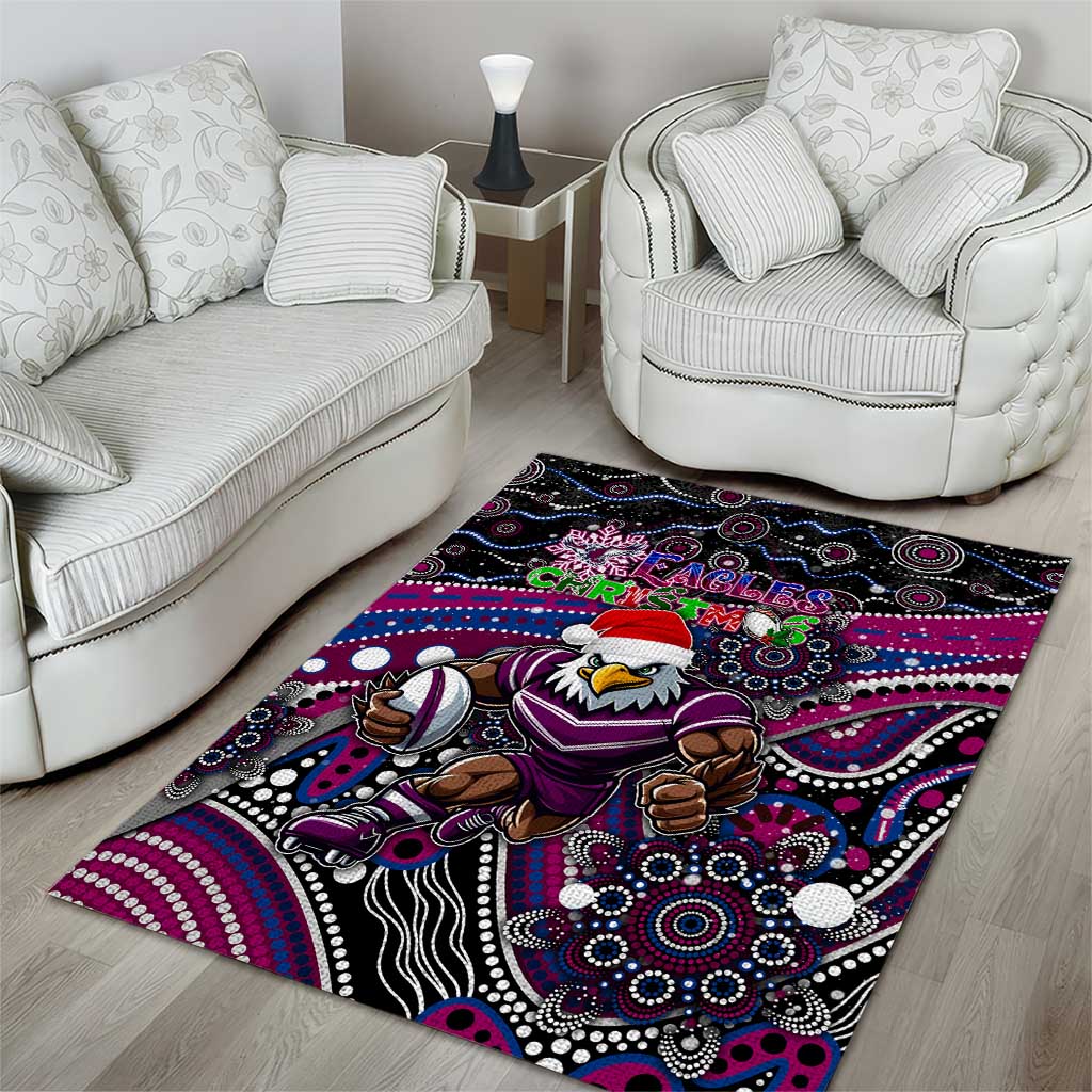 Merry Christmas Manly Warringah Sea Eagles Area Rug Aboriginal Santa Rugby Mascot - Silvertails - Vibe Hoodie Shop