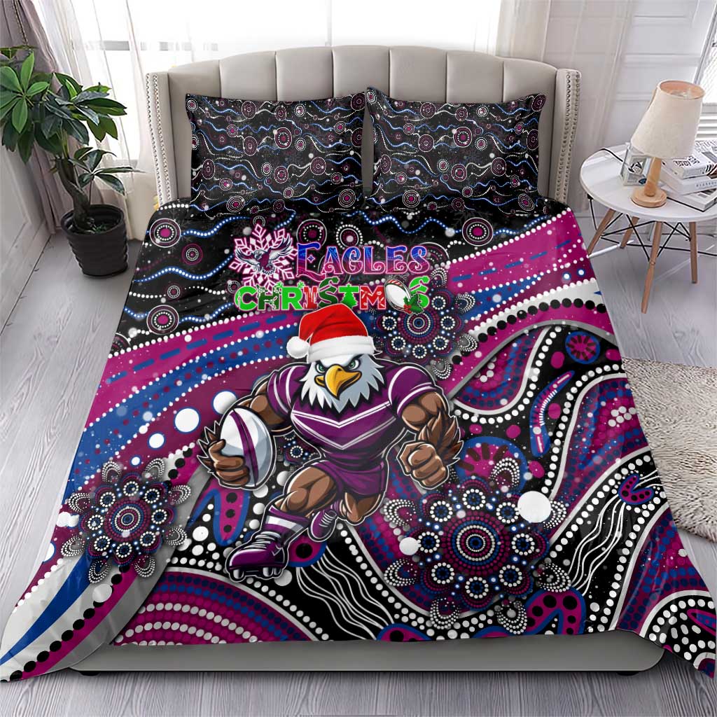 Merry Christmas Manly Warringah Sea Eagles Bedding Set Aboriginal Santa Rugby Mascot - Silvertails - Vibe Hoodie Shop