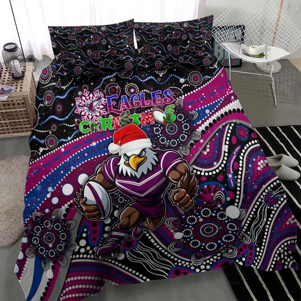 Merry Christmas Manly Warringah Sea Eagles Bedding Set Aboriginal Santa Rugby Mascot - Silvertails - Vibe Hoodie Shop