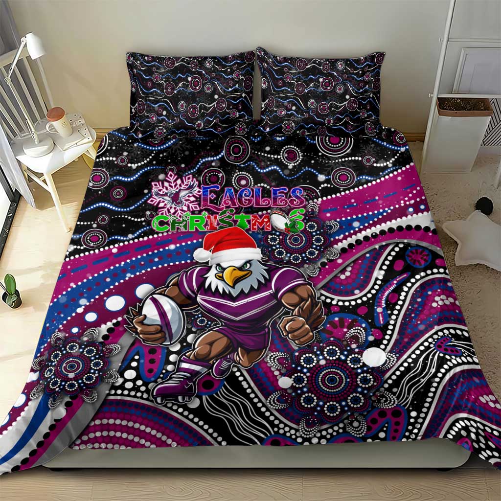 Merry Christmas Manly Warringah Sea Eagles Bedding Set Aboriginal Santa Rugby Mascot - Silvertails - Vibe Hoodie Shop