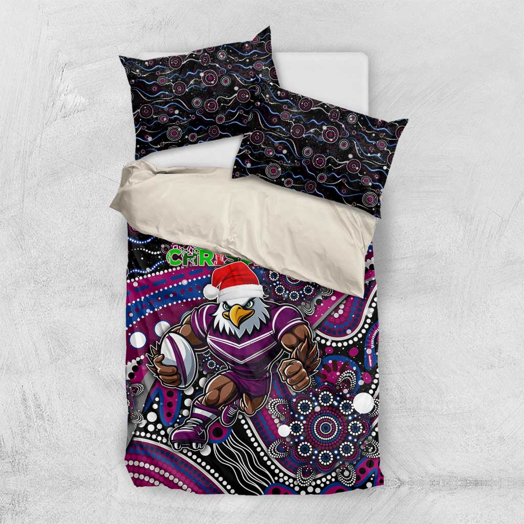 Merry Christmas Manly Warringah Sea Eagles Bedding Set Aboriginal Santa Rugby Mascot - Silvertails - Vibe Hoodie Shop