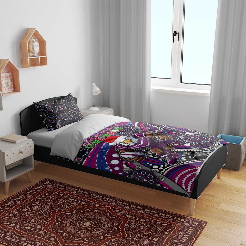 Merry Christmas Manly Warringah Sea Eagles Bedding Set Aboriginal Santa Rugby Mascot - Silvertails - Vibe Hoodie Shop