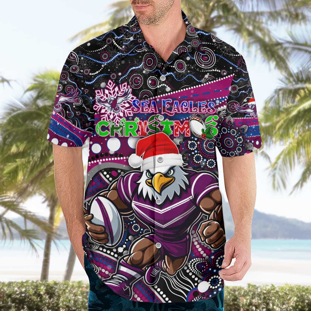 Merry Christmas Manly Warringah Sea Eagles Hawaiian Shirt Aboriginal Santa Rugby Mascot - Silvertails - Vibe Hoodie Shop