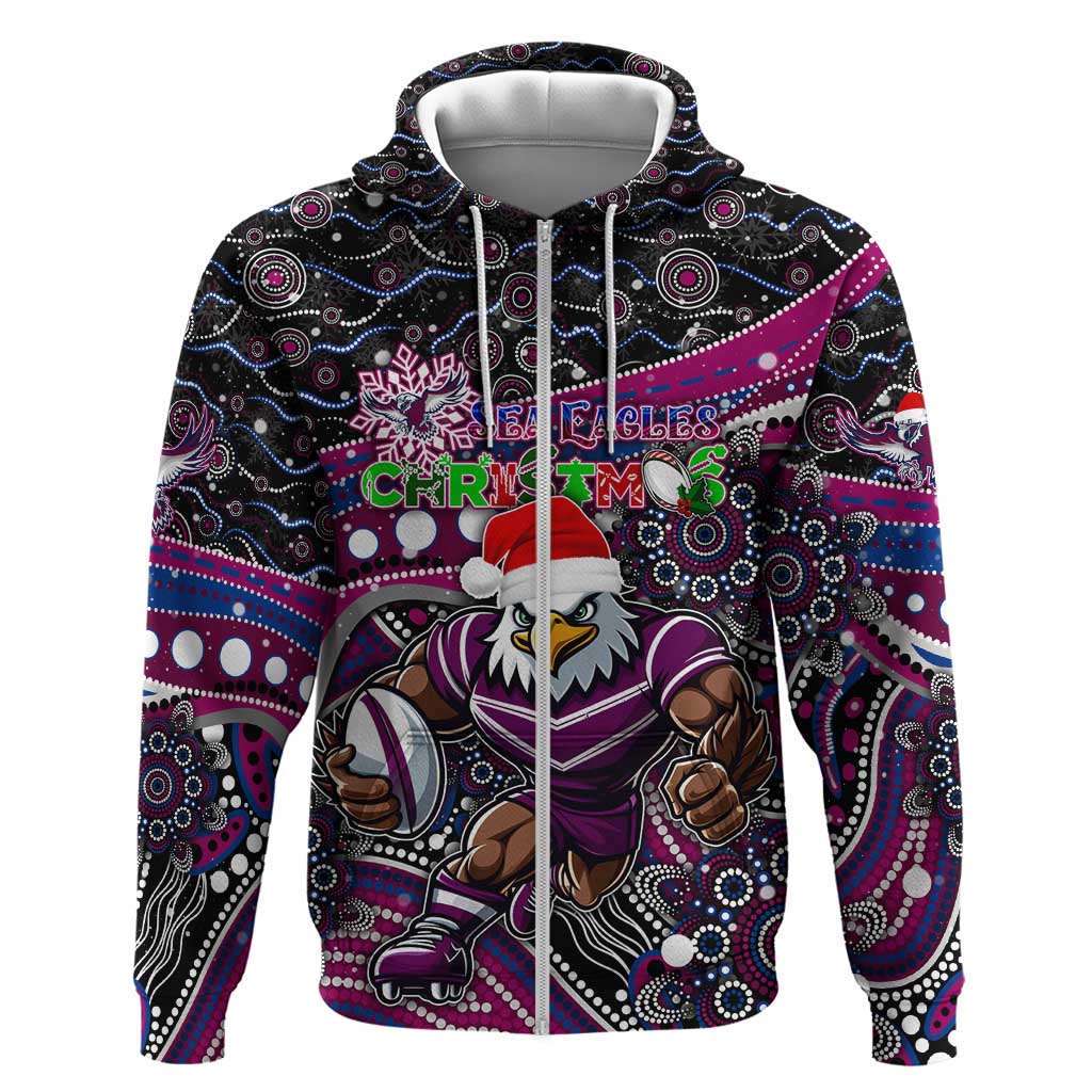 Merry Christmas Manly Warringah Sea Eagles Hoodie Aboriginal Santa Rugby Mascot - Silvertails - Vibe Hoodie Shop