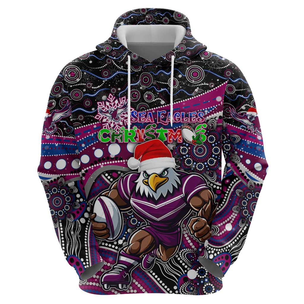 Merry Christmas Manly Warringah Sea Eagles Hoodie Aboriginal Santa Rugby Mascot - Silvertails - Vibe Hoodie Shop