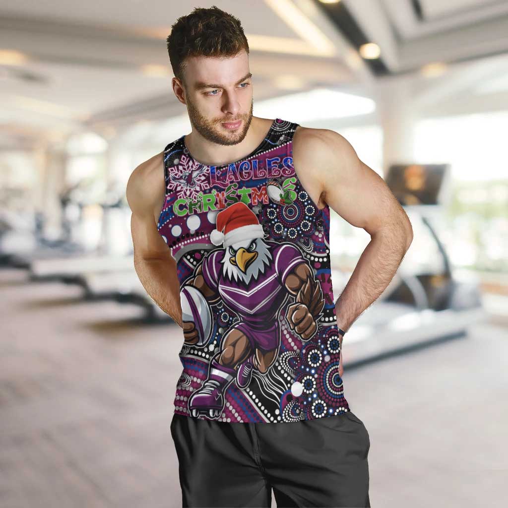 Merry Christmas Manly Warringah Sea Eagles Men Tank Top Aboriginal Santa Rugby Mascot - Silvertails - Vibe Hoodie Shop