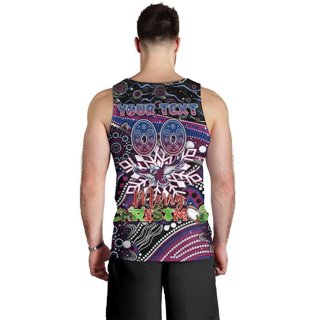 Merry Christmas Manly Warringah Sea Eagles Men Tank Top Aboriginal Santa Rugby Mascot - Silvertails - Vibe Hoodie Shop