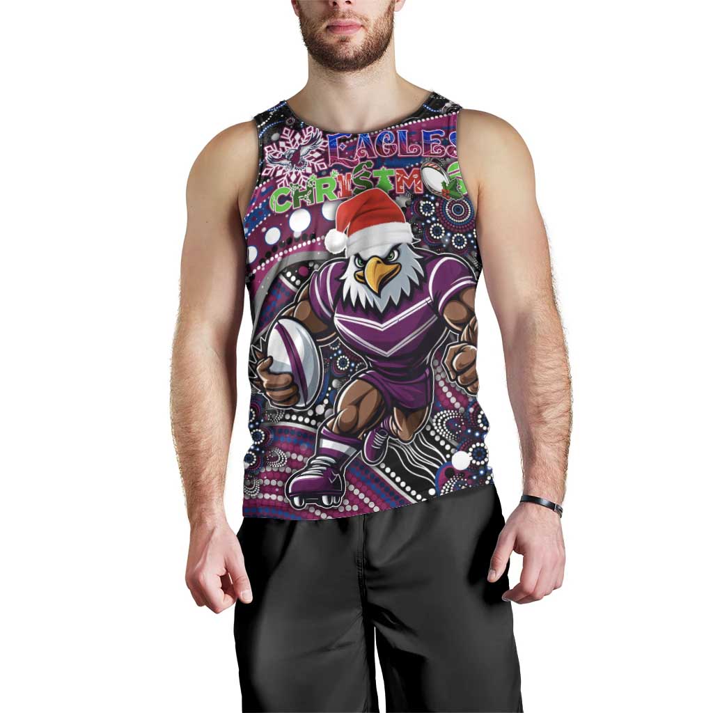 Merry Christmas Manly Warringah Sea Eagles Men Tank Top Aboriginal Santa Rugby Mascot - Silvertails - Vibe Hoodie Shop