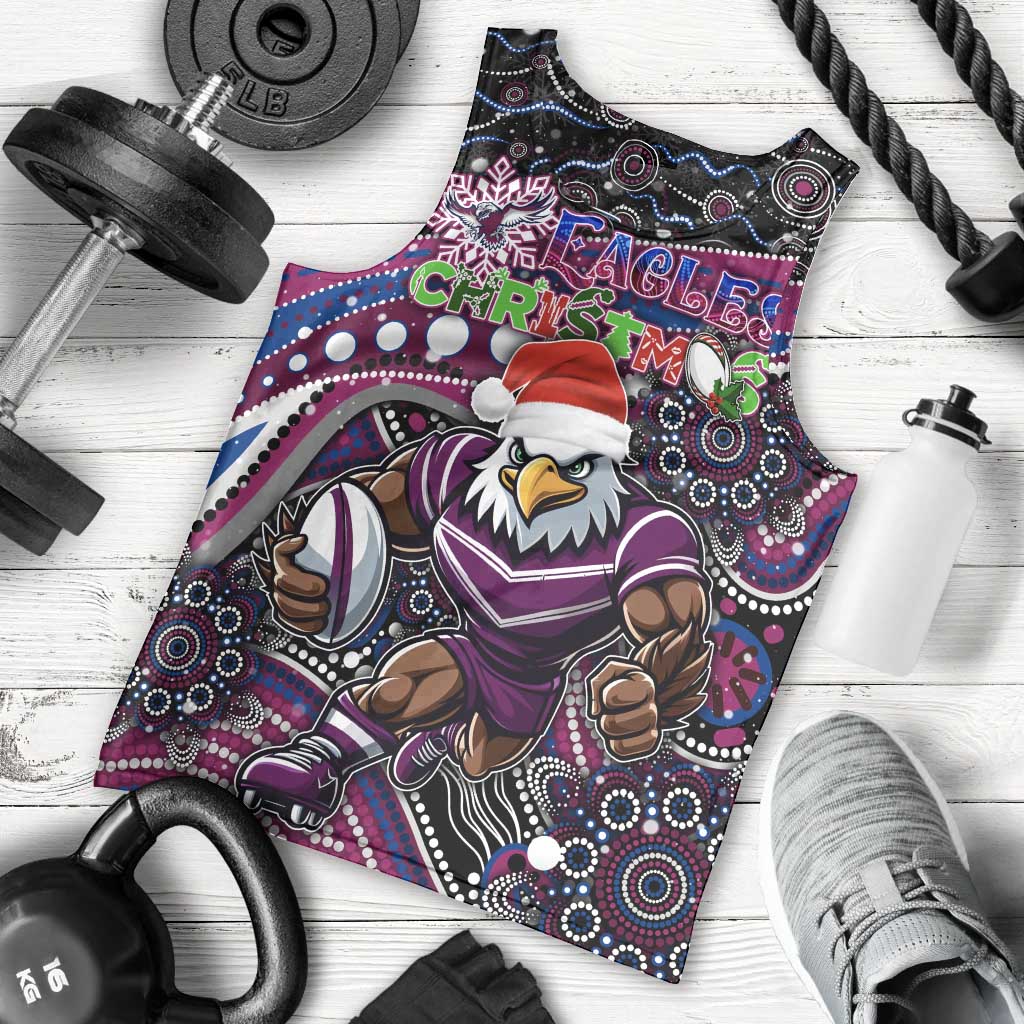 Merry Christmas Manly Warringah Sea Eagles Men Tank Top Aboriginal Santa Rugby Mascot - Silvertails - Vibe Hoodie Shop