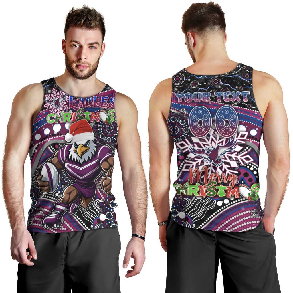 Merry Christmas Manly Warringah Sea Eagles Men Tank Top Aboriginal Santa Rugby Mascot - Silvertails - Vibe Hoodie Shop