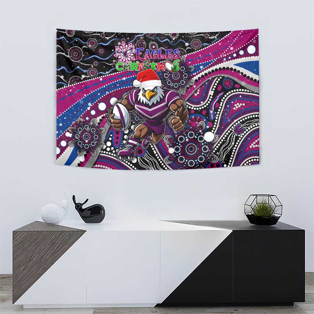 Merry Christmas Manly Warringah Sea Eagles Tapestry Aboriginal Santa Rugby Mascot - Silvertails - Vibe Hoodie Shop