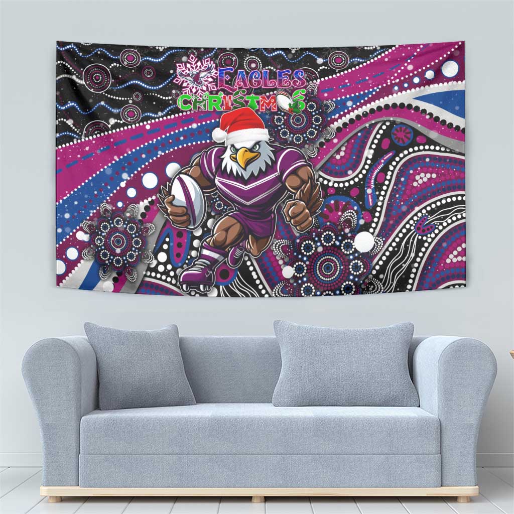 Merry Christmas Manly Warringah Sea Eagles Tapestry Aboriginal Santa Rugby Mascot - Silvertails - Vibe Hoodie Shop