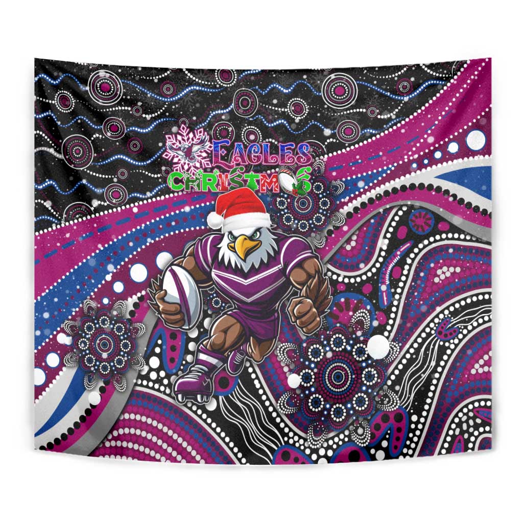 Merry Christmas Manly Warringah Sea Eagles Tapestry Aboriginal Santa Rugby Mascot - Silvertails - Vibe Hoodie Shop