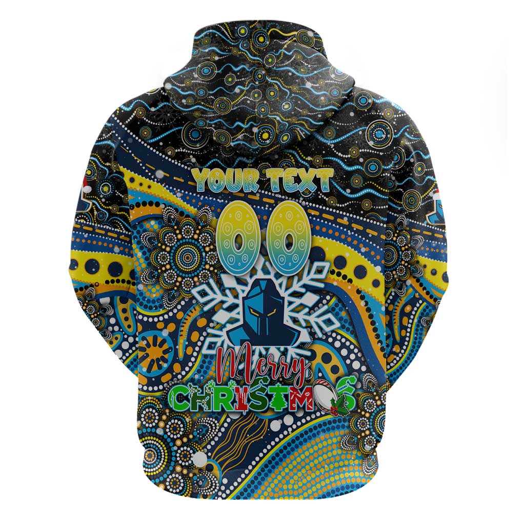 Merry Christmas Gold Coast Titans Hoodie Aboriginal Santa Rugby Mascot - Light Blue - Vibe Hoodie Shop