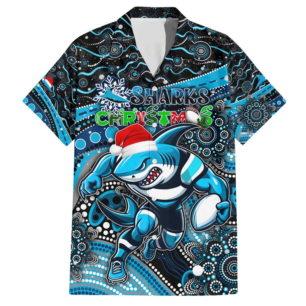 Merry Christmas Sharks Hawaiian Shirt Aboriginal Santa Rugby Mascot - Cronulla Sutherland - Vibe Hoodie Shop