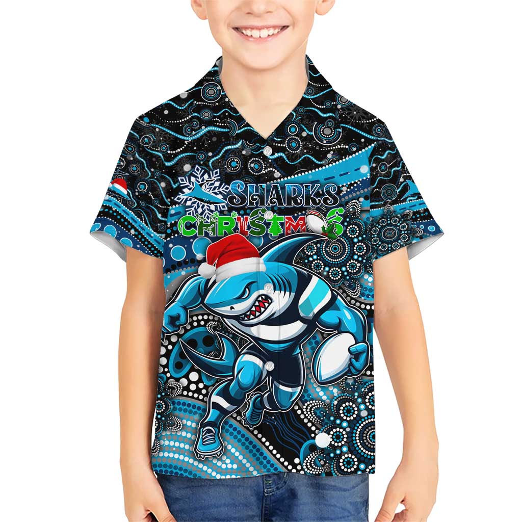 Merry Christmas Sharks Hawaiian Shirt Aboriginal Santa Rugby Mascot - Cronulla Sutherland - Vibe Hoodie Shop