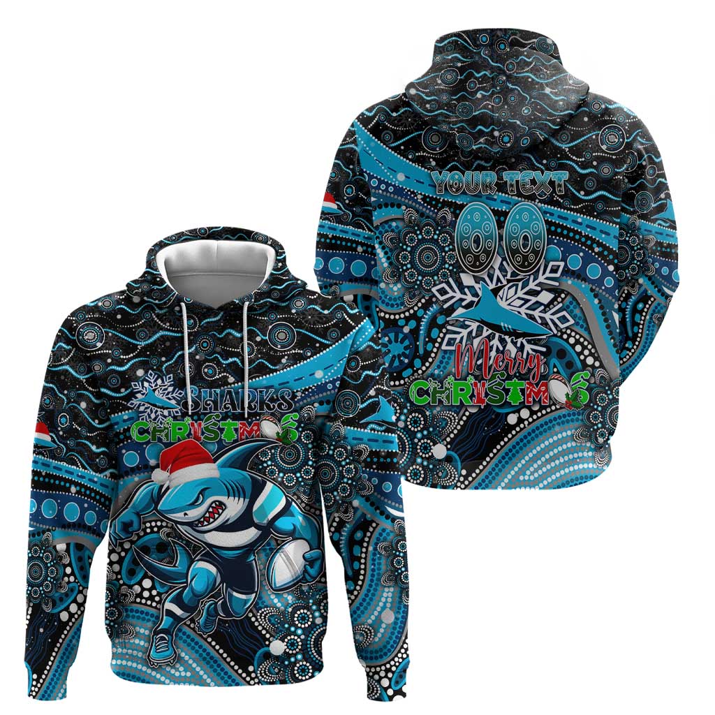 Merry Christmas Sharks Hoodie Aboriginal Santa Rugby Mascot - Cronulla Sutherland - Vibe Hoodie Shop