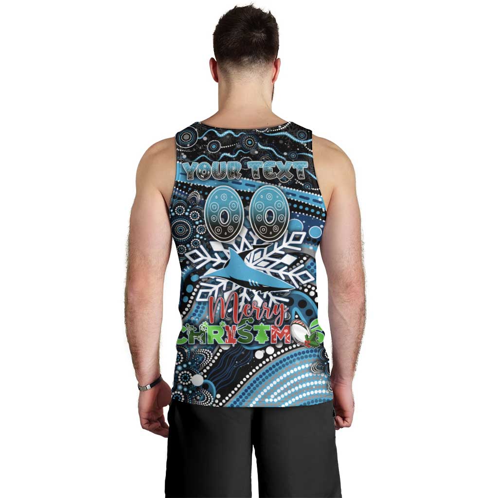 Merry Christmas Sharks Men Tank Top Aboriginal Santa Rugby Mascot - Cronulla Sutherland - Vibe Hoodie Shop