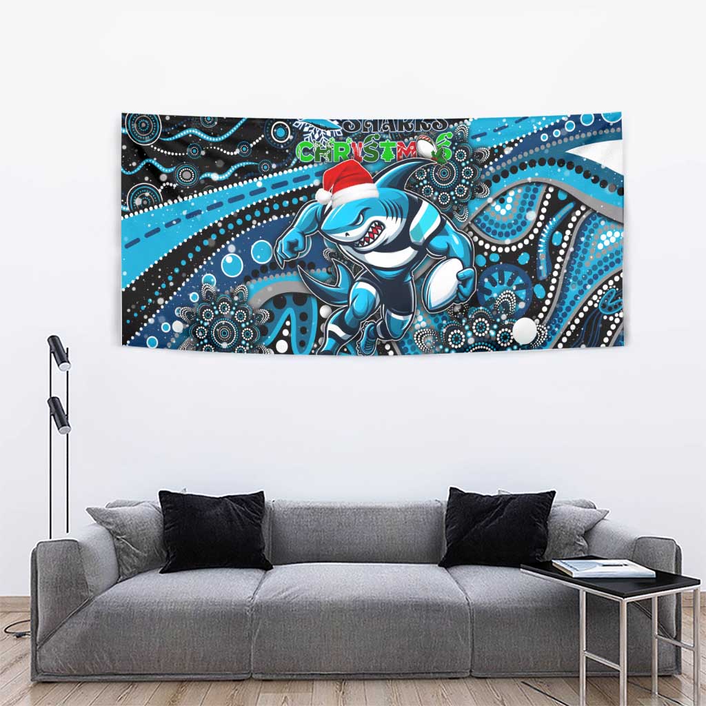 Merry Christmas Sharks Tapestry Aboriginal Santa Rugby Mascot - Cronulla Sutherland - Vibe Hoodie Shop