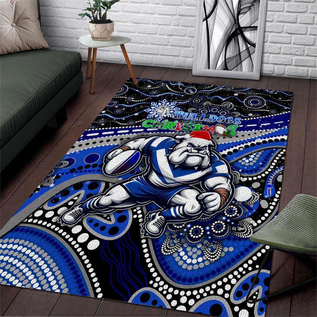 Merry Christmas Bulldogs Area Rug Aboriginal Santa Rugby Mascot - Canterbury Bankstown - Vibe Hoodie Shop