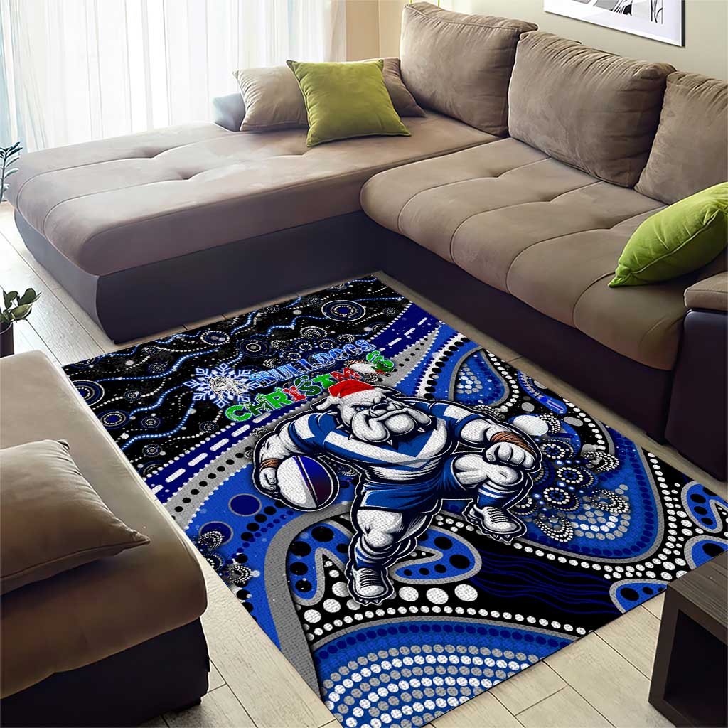 Merry Christmas Bulldogs Area Rug Aboriginal Santa Rugby Mascot - Canterbury Bankstown - Vibe Hoodie Shop