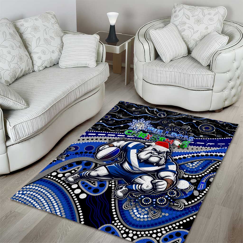 Merry Christmas Bulldogs Area Rug Aboriginal Santa Rugby Mascot - Canterbury Bankstown - Vibe Hoodie Shop