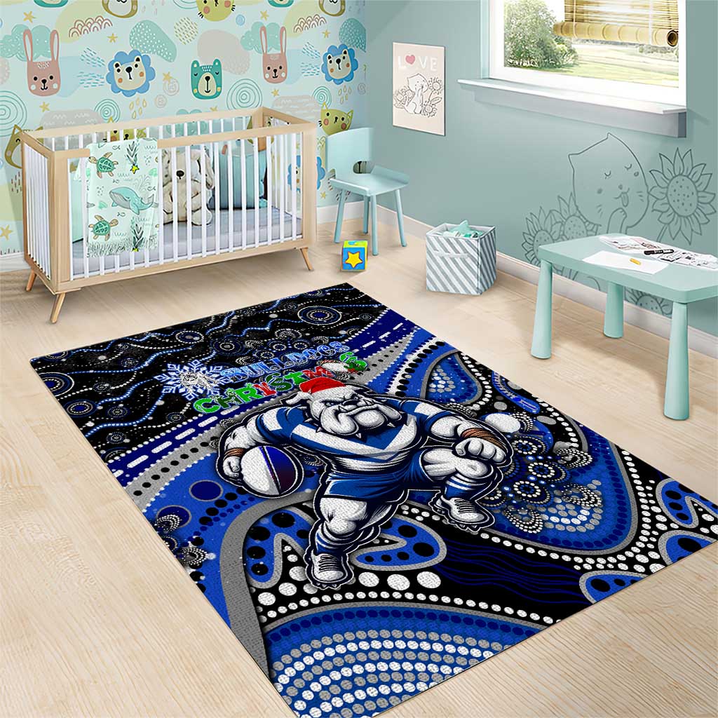 Merry Christmas Bulldogs Area Rug Aboriginal Santa Rugby Mascot - Canterbury Bankstown - Vibe Hoodie Shop