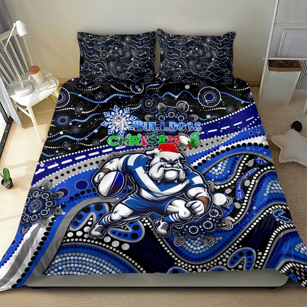 Merry Christmas Bulldogs Bedding Set Aboriginal Santa Rugby Mascot - Canterbury Bankstown - Vibe Hoodie Shop