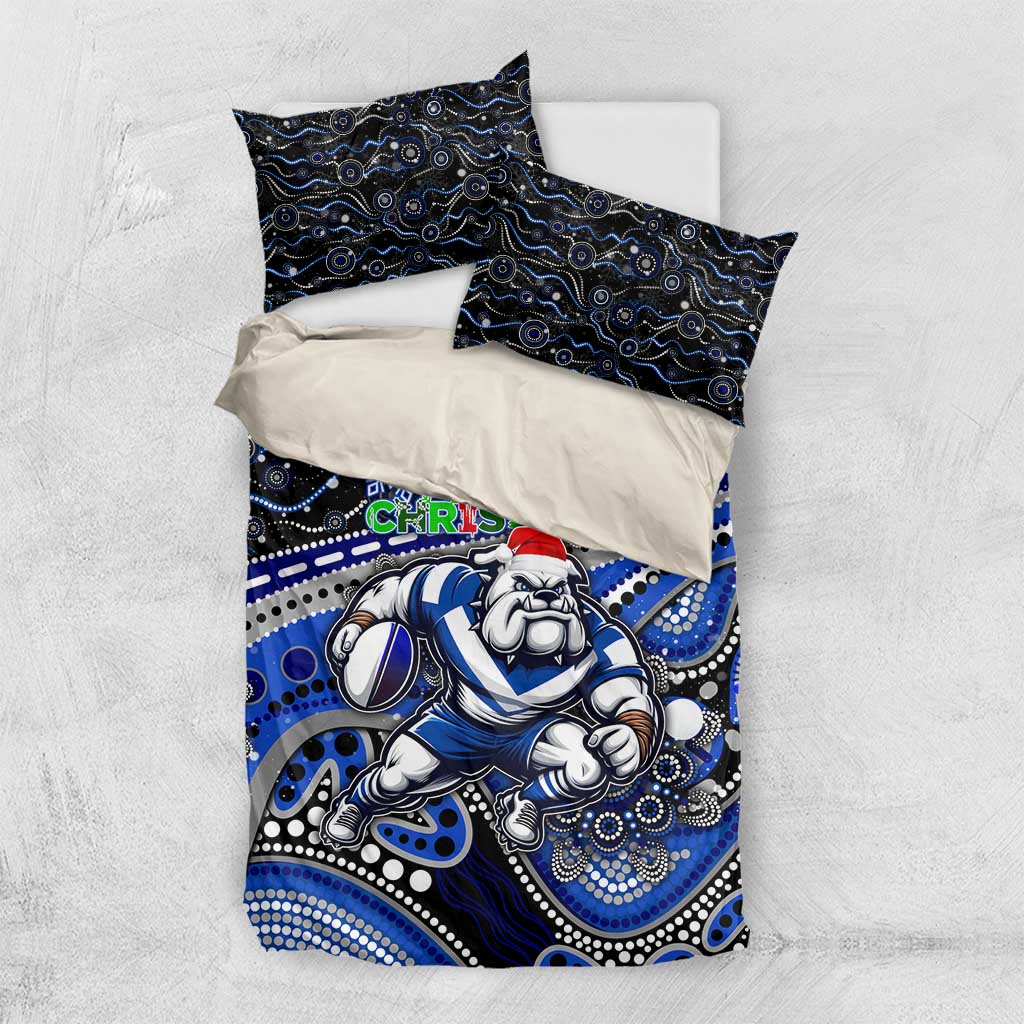 Merry Christmas Bulldogs Bedding Set Aboriginal Santa Rugby Mascot - Canterbury Bankstown - Vibe Hoodie Shop