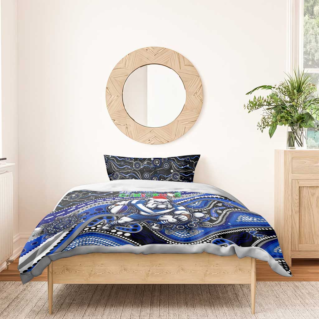 Merry Christmas Bulldogs Bedding Set Aboriginal Santa Rugby Mascot - Canterbury Bankstown - Vibe Hoodie Shop