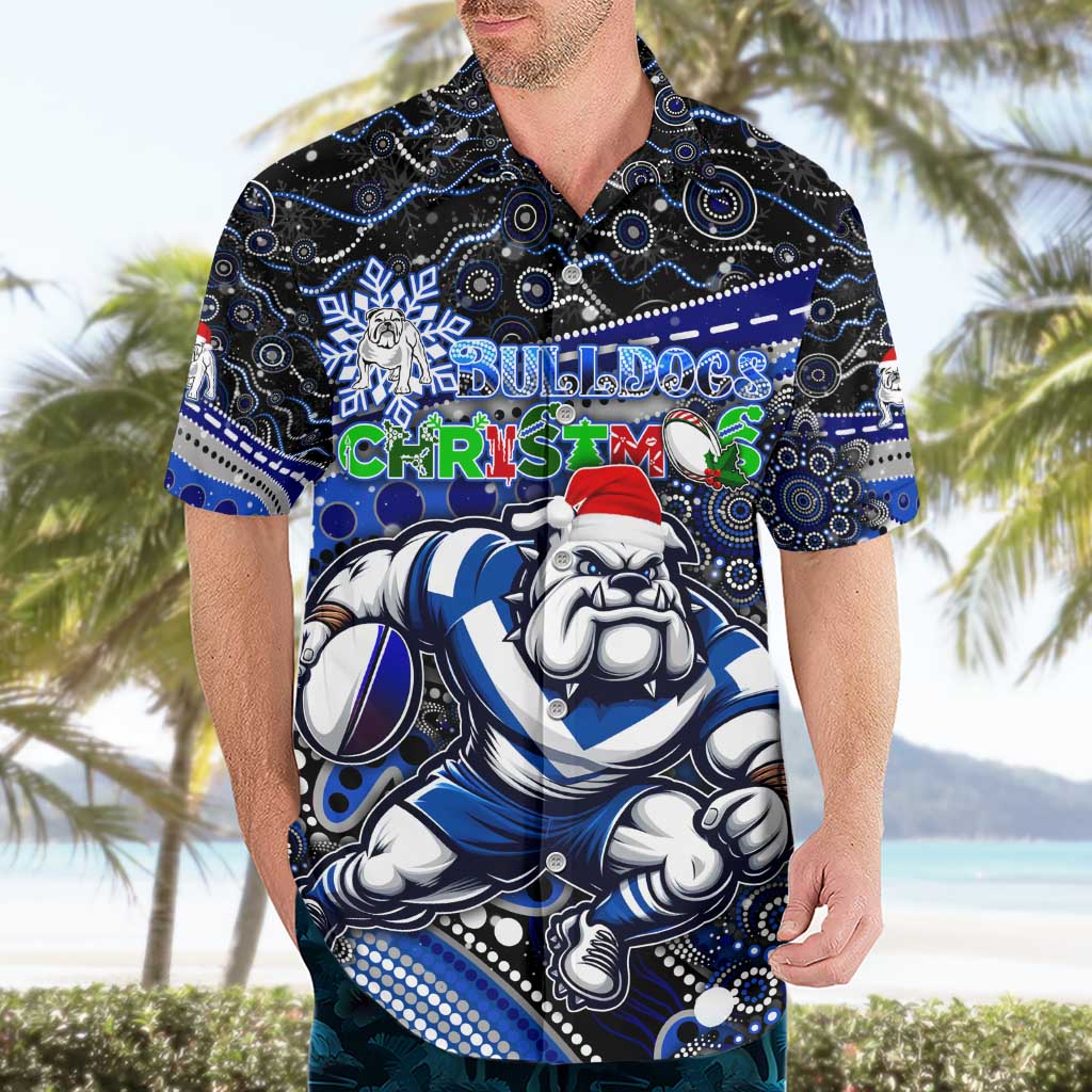 Merry Christmas Bulldogs Hawaiian Shirt Aboriginal Santa Rugby Mascot - Canterbury Bankstown - Vibe Hoodie Shop