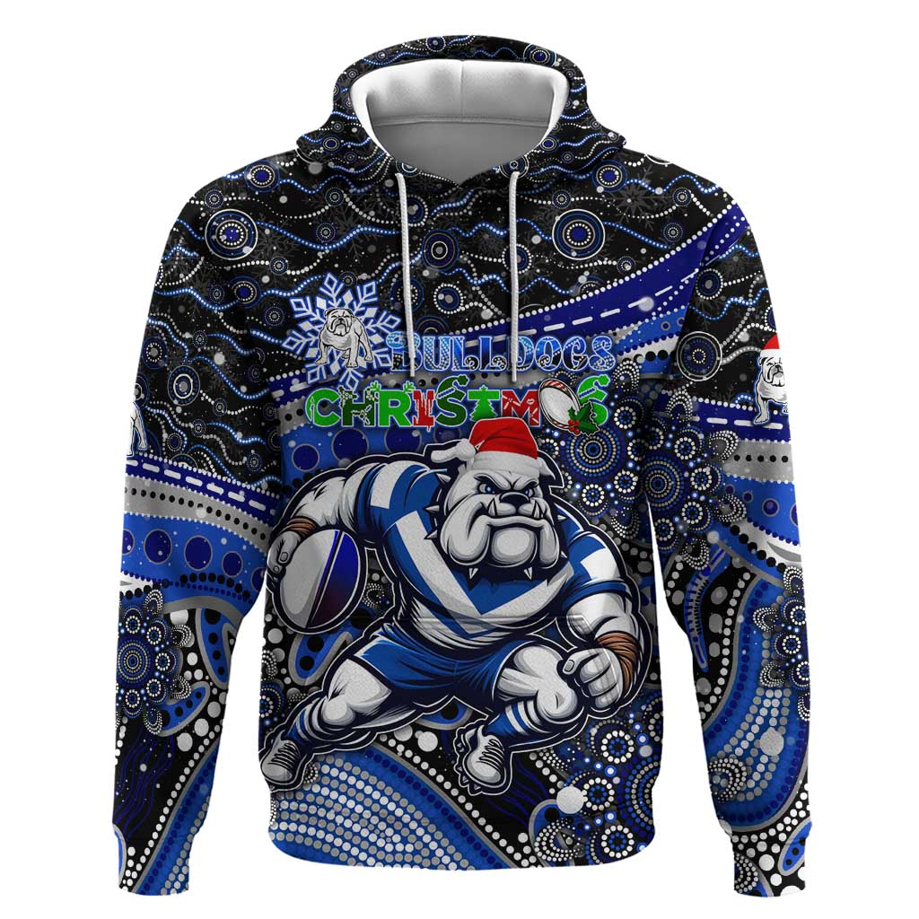 Merry Christmas Bulldogs Hoodie Aboriginal Santa Rugby Mascot - Canterbury Bankstown - Vibe Hoodie Shop
