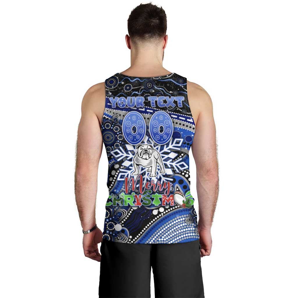 Merry Christmas Bulldogs Men Tank Top Aboriginal Santa Rugby Mascot - Canterbury Bankstown - Vibe Hoodie Shop