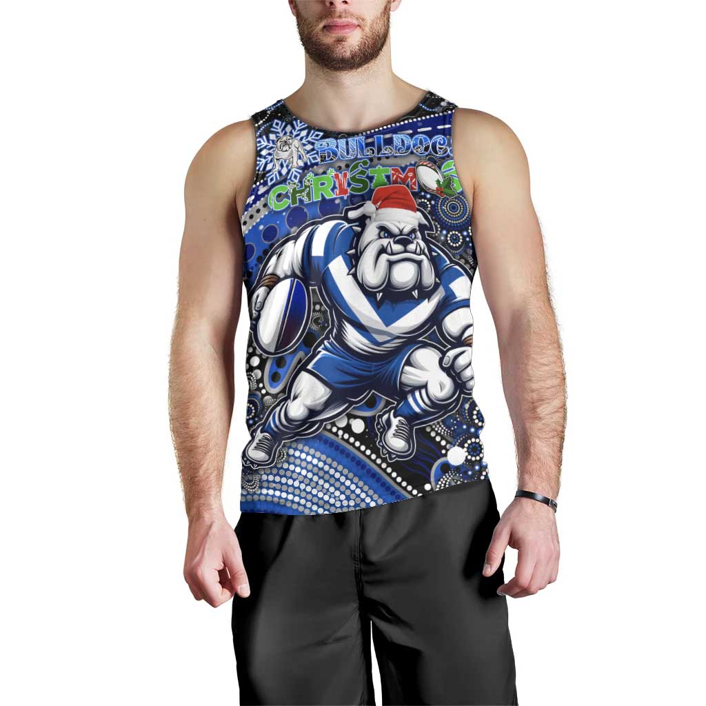 Merry Christmas Bulldogs Men Tank Top Aboriginal Santa Rugby Mascot - Canterbury Bankstown - Vibe Hoodie Shop