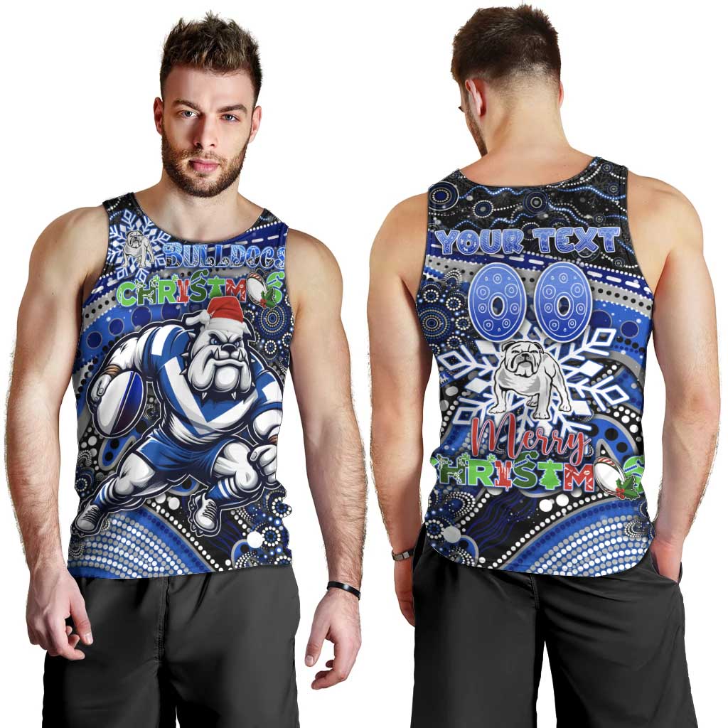 Merry Christmas Bulldogs Men Tank Top Aboriginal Santa Rugby Mascot - Canterbury Bankstown - Vibe Hoodie Shop