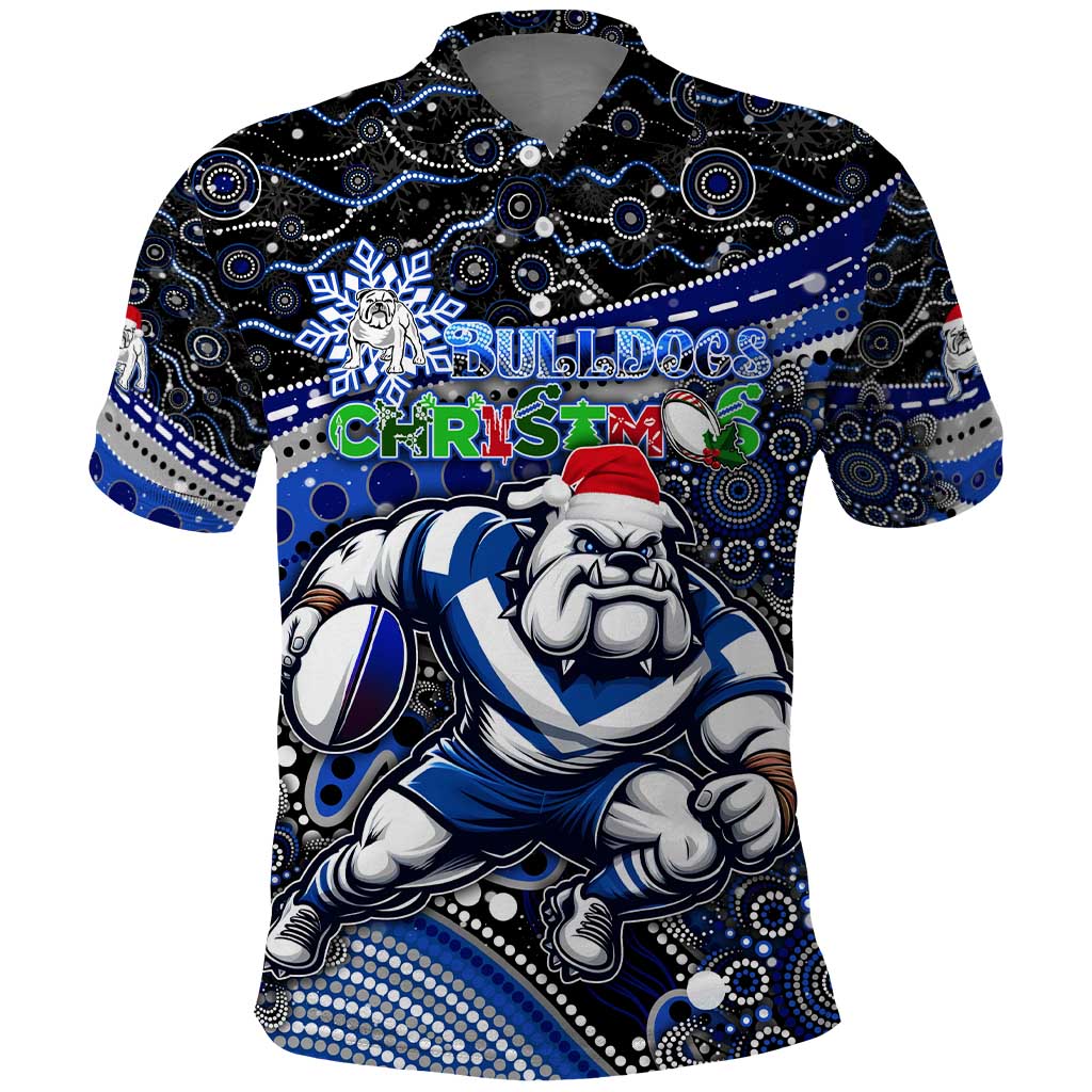 Merry Christmas Bulldogs Polo Shirt Aboriginal Santa Rugby Mascot - Canterbury Bankstown - Vibe Hoodie Shop