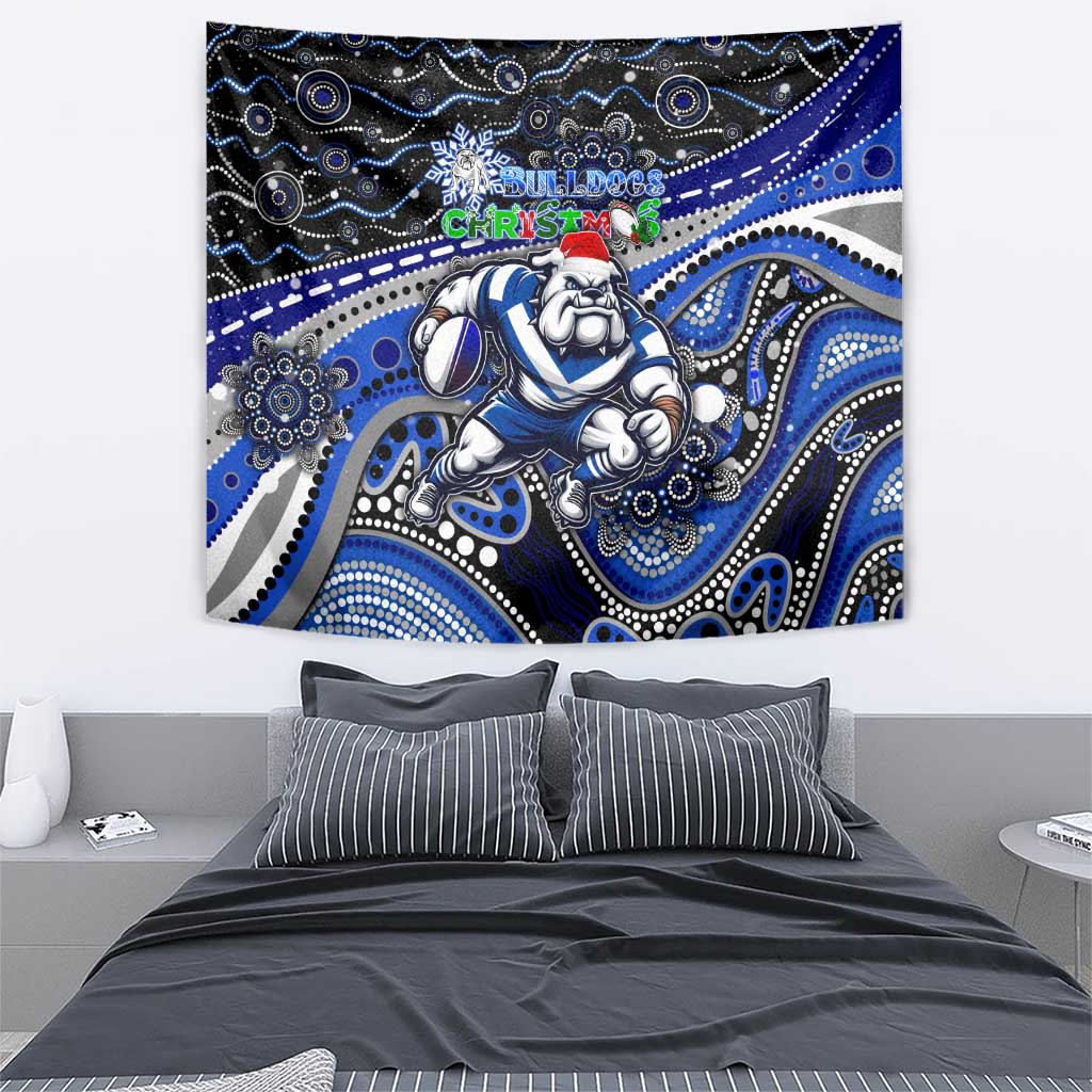 Merry Christmas Bulldogs Tapestry Aboriginal Santa Rugby Mascot - Canterbury Bankstown - Vibe Hoodie Shop