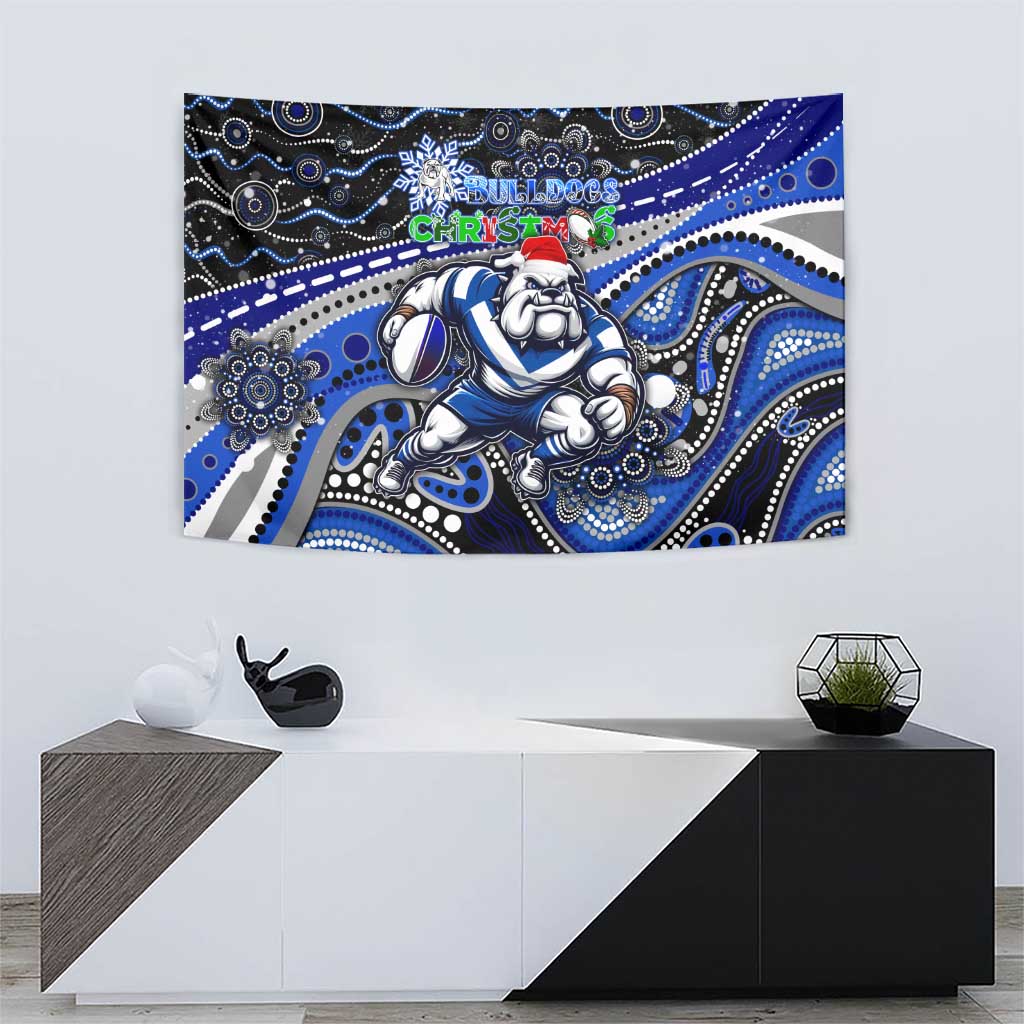 Merry Christmas Bulldogs Tapestry Aboriginal Santa Rugby Mascot - Canterbury Bankstown - Vibe Hoodie Shop