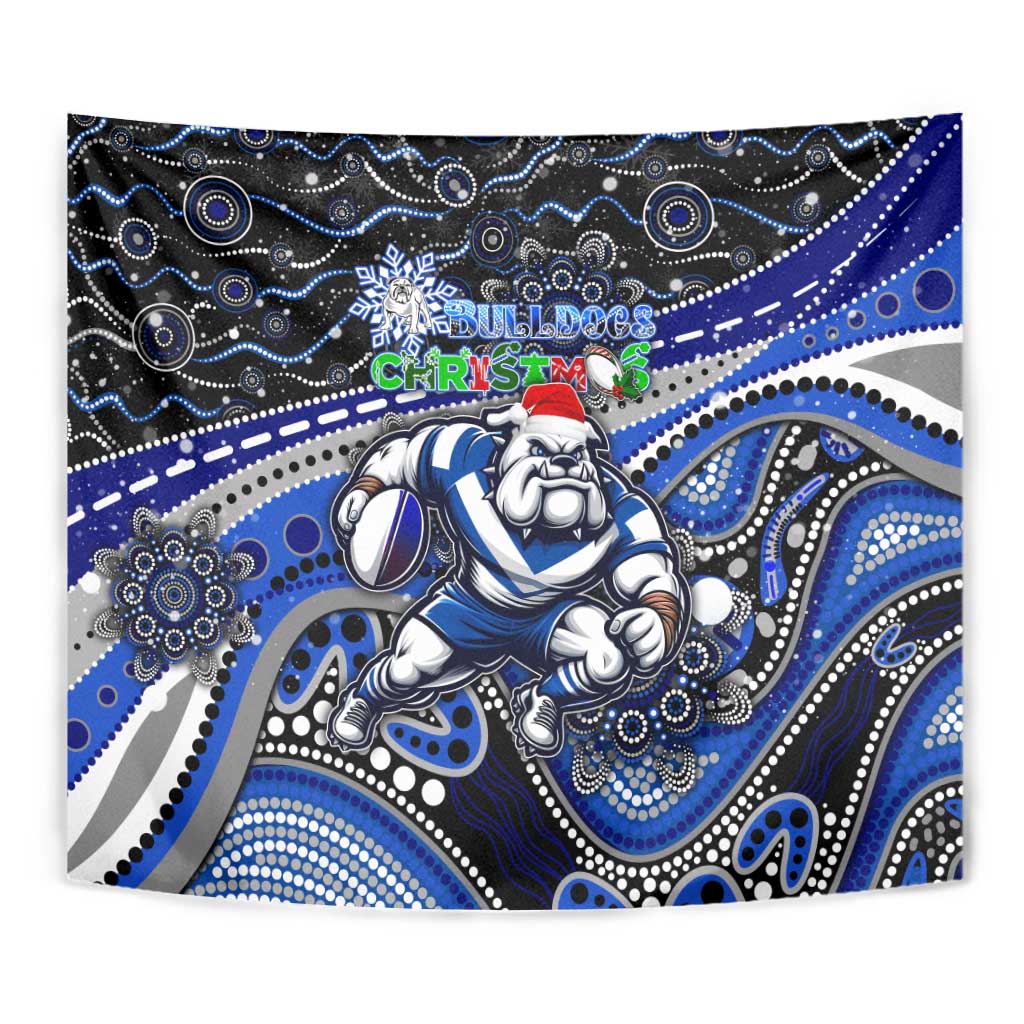 Merry Christmas Bulldogs Tapestry Aboriginal Santa Rugby Mascot - Canterbury Bankstown - Vibe Hoodie Shop