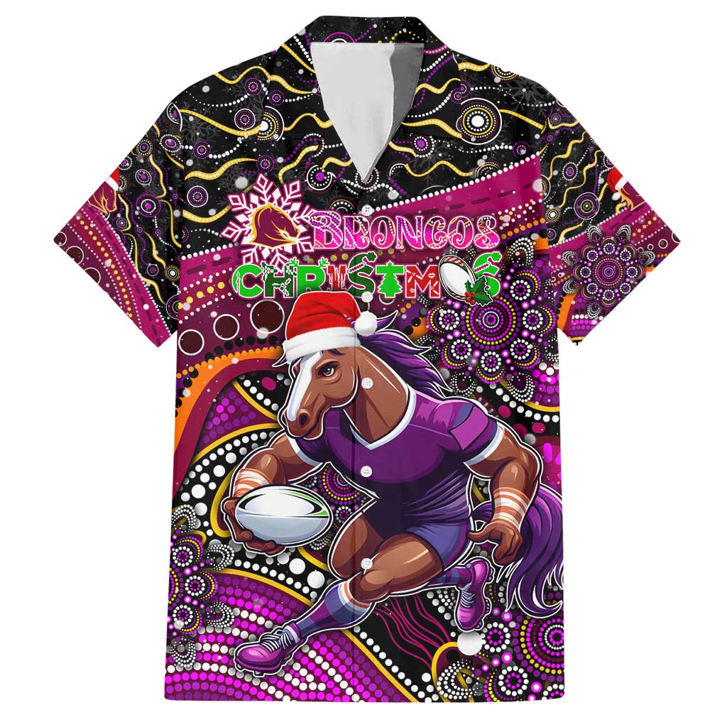 Merry Christmas Broncos Hawaiian Shirt Aboriginal Santa Rugby Mascot - Brisbane - Vibe Hoodie Shop