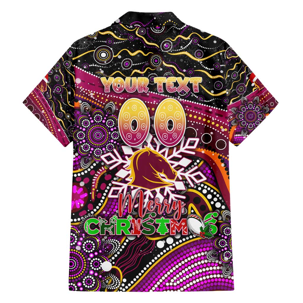 Merry Christmas Broncos Hawaiian Shirt Aboriginal Santa Rugby Mascot - Brisbane - Vibe Hoodie Shop