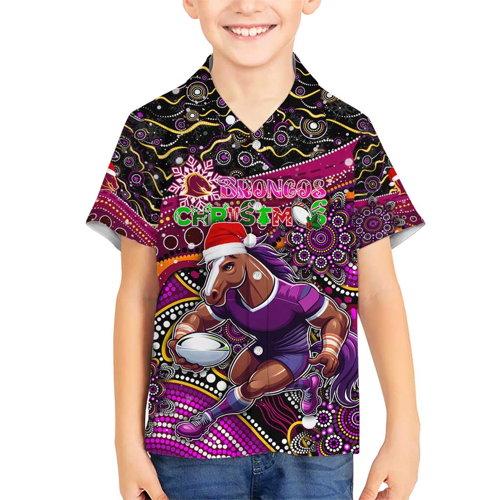 Merry Christmas Broncos Hawaiian Shirt Aboriginal Santa Rugby Mascot - Brisbane - Vibe Hoodie Shop