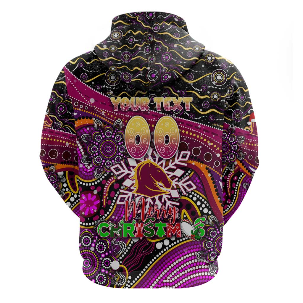 Merry Christmas Broncos Hoodie Aboriginal Santa Rugby Mascot - Brisbane - Vibe Hoodie Shop