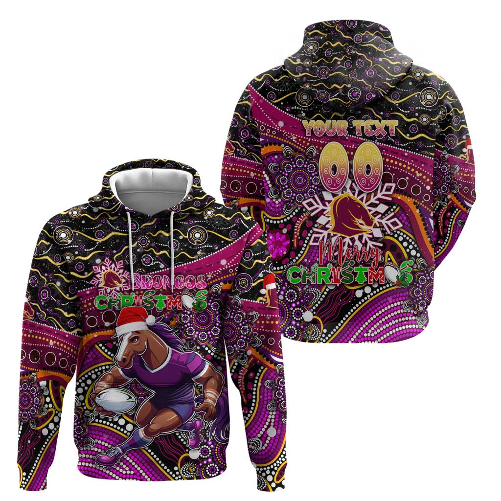 Merry Christmas Broncos Hoodie Aboriginal Santa Rugby Mascot - Brisbane - Vibe Hoodie Shop
