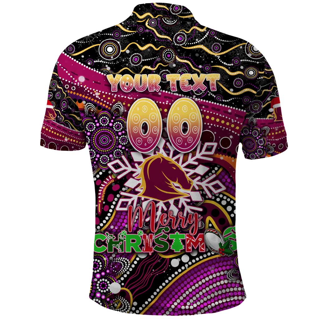 Merry Christmas Broncos Polo Shirt Aboriginal Santa Rugby Mascot - Brisbane - Vibe Hoodie Shop