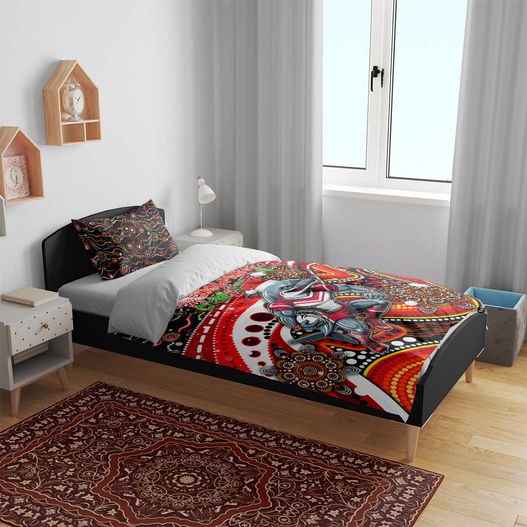 Merry Christmas Dolphins Bedding Set Aboriginal Santa Rugby Mascot - Redcliffe - Vibe Hoodie Shop
