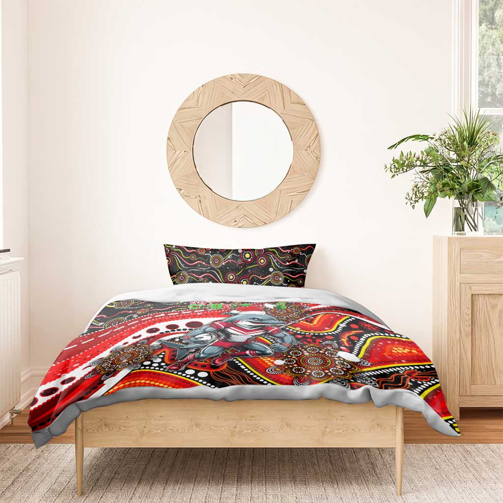 Merry Christmas Dolphins Bedding Set Aboriginal Santa Rugby Mascot - Redcliffe - Vibe Hoodie Shop